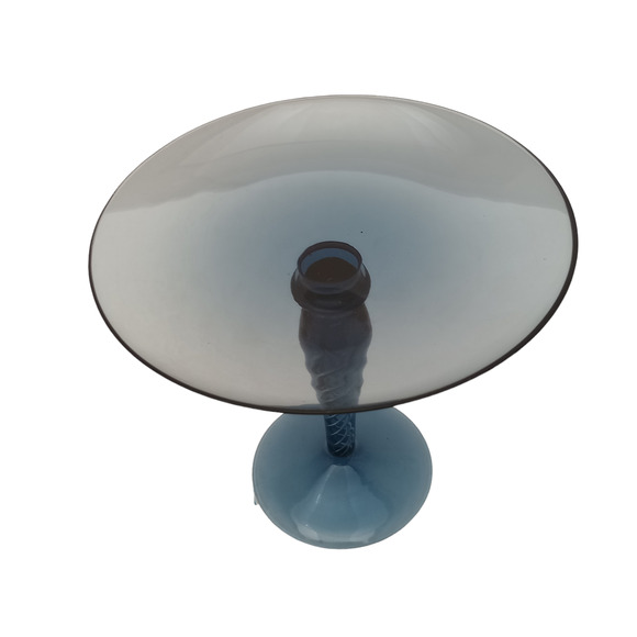 Blue Hand Blown Air Twist Stemmed Pedestal Dish - Picture 4 of 6